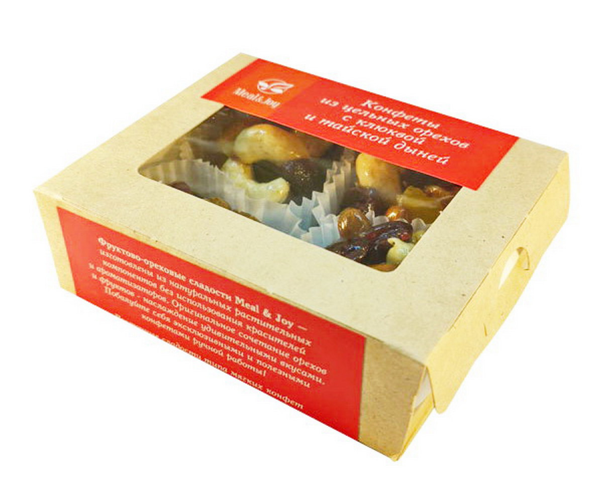 Enjoyment Candies "Конфеты из цельных орехов с клюквой и тайской дыней", 65 г.